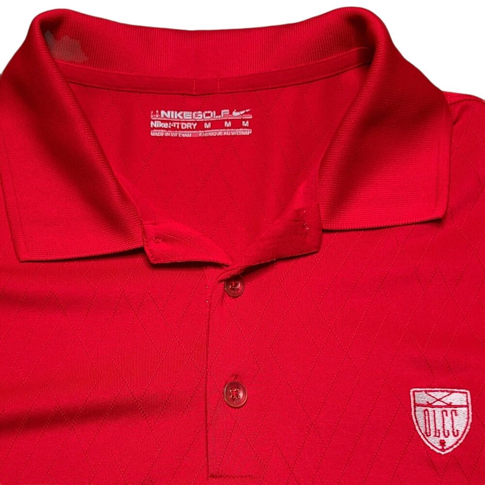 Nike Golf Shirt Men's Size M Dri-Fit Red w\ Diamonds Oregon OLCC Logo Medium